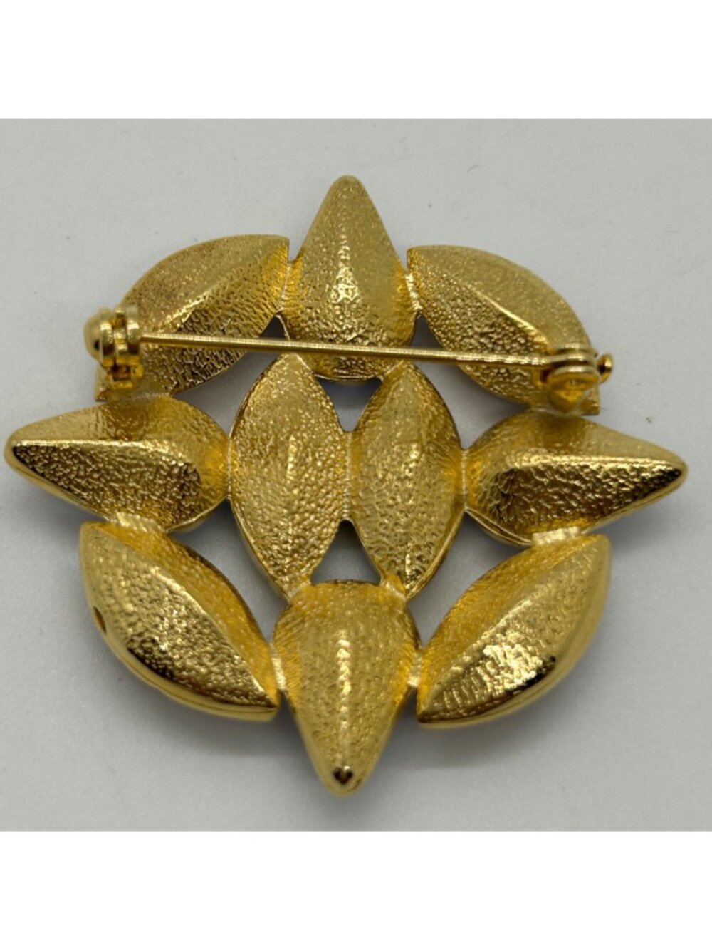 Vintage Gold Tone Multi-Color Brooch Pin Jewel Colored Rhinestone Statement 1990 - Picture 5 of 12